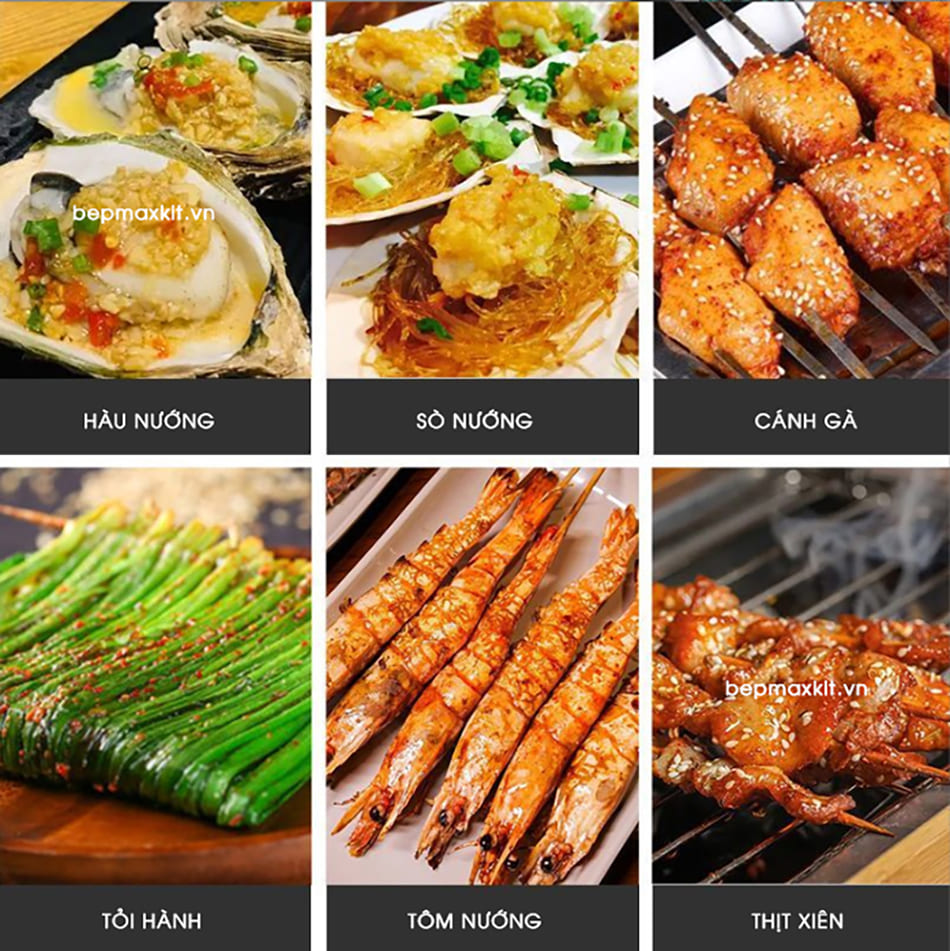 Bếp nướng Gas 6 họng đốt gốm hồng ngoại (Cỡ lớn) 13 Thích hợp nướng hải sản hơn