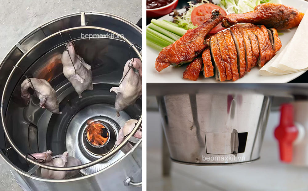 Bếp than lò quay vịt 8 Bếp than lò quay vịt được làm từ chất liệu có độ bền cao, giữ nhiệt tốt