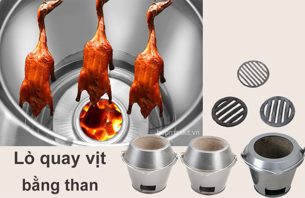Lò quay vịt inox bằng than cho hương thơm đặc trưng