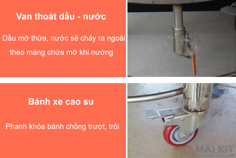 Thiết kế hiện đại với van thoát dầu tự động