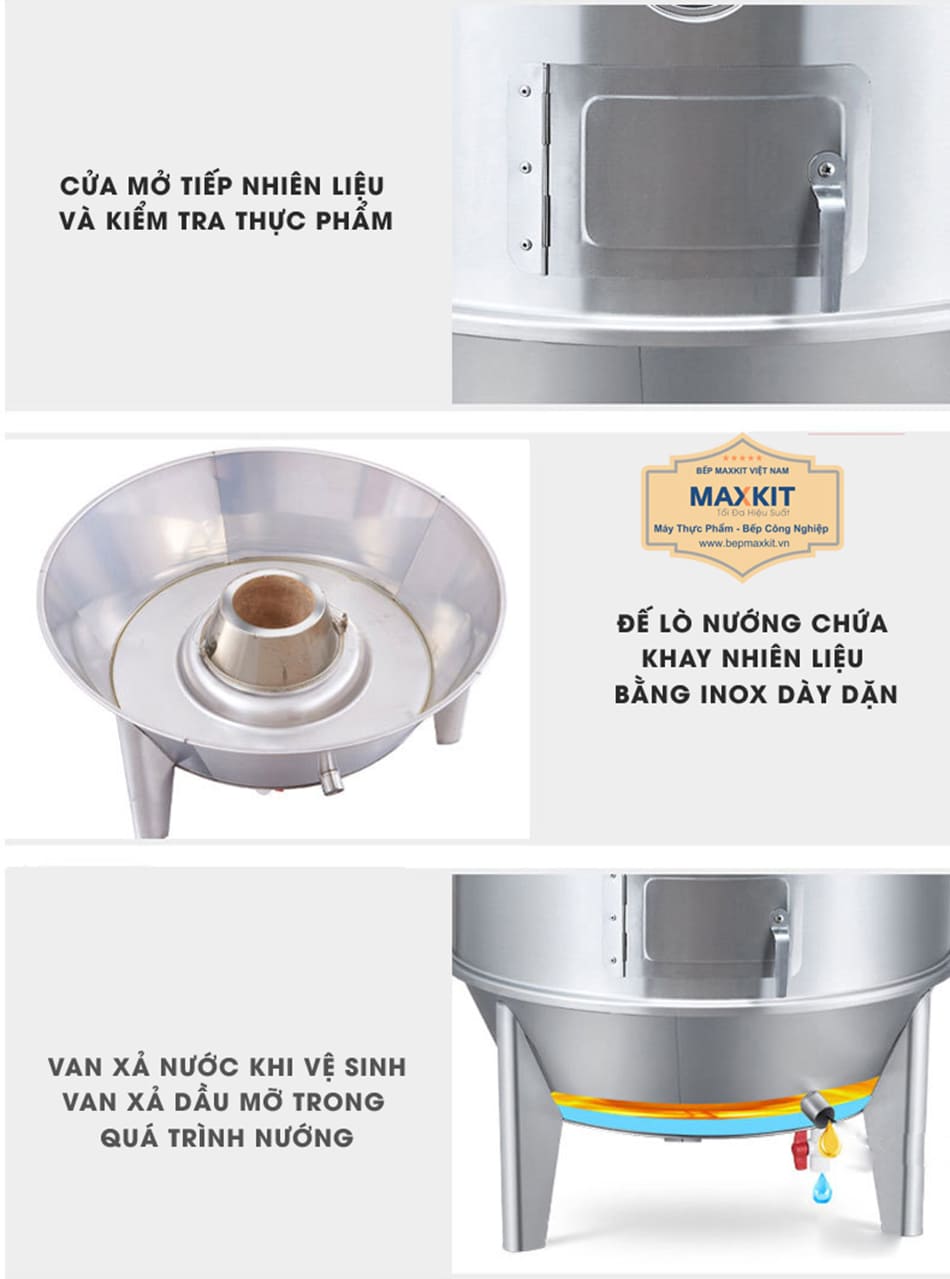 Lò quay vịt inox 60 có thiết kế hiện đại, thân thiện với người dùng