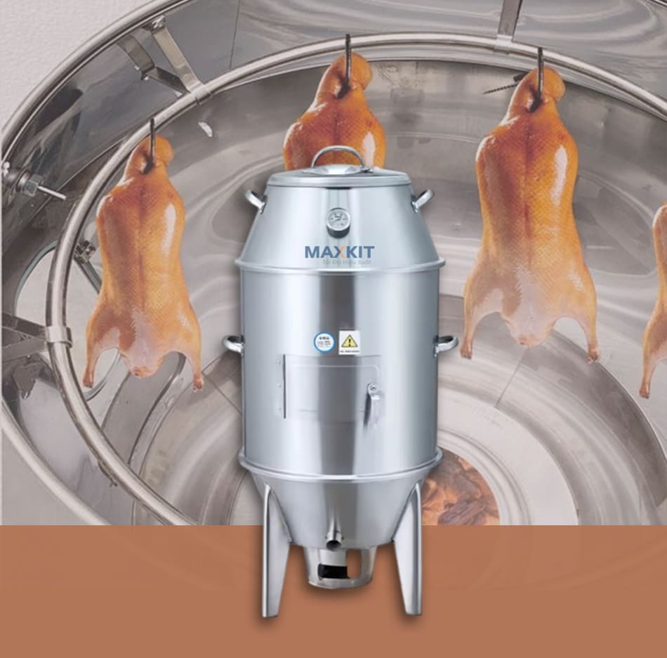 Lò quay vịt inox 60 sử dụng nhiên liệu than đốt giá thành thấp