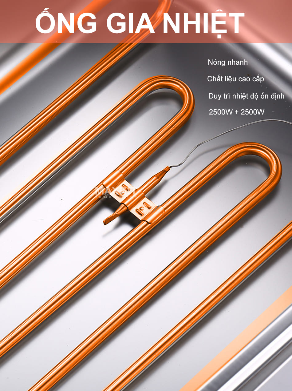 Bếp chiên nhúng điện đôi 12L Sunny Y12A 14 Công suất 2500Wx2 mạnh mẽ giúp ống gia nhiệt nóng nhanh hơn