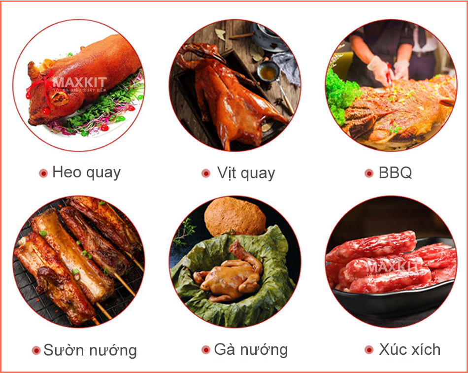 Lò quay vịt bằng than 100 12 Nướng được nhiều món ngon