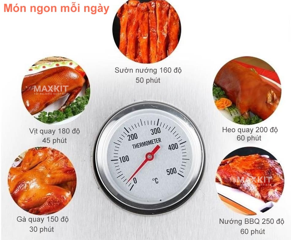 Lò quay vịt bằng than 90 12 Nướng được đủ loại thực phẩm từ gà, vịt, heo, sườn,...