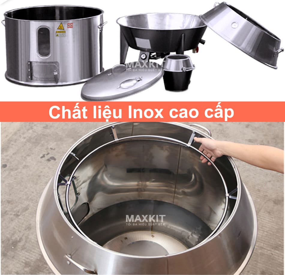 Lò quay vịt bằng Than có ô kính 100 11 Thân lò được làm từ inox cao cấp đảm bảo độ bền, dễ vệ sinh
