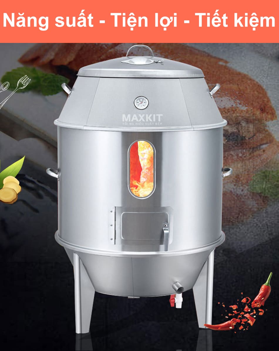 Lò quay vịt bằng Than có ô kính 100 13 Năng suất nướng cao, phù hợp với các nhà hàng, quán lớn