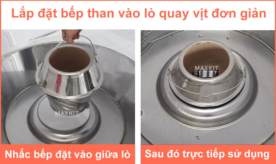 Lò quay vịt bằng Than cửa kính 90 13 Nhiên liệu than vừa tiết kiệm chi phí vừa cho món ăn thơm mùi khói truyền thống
