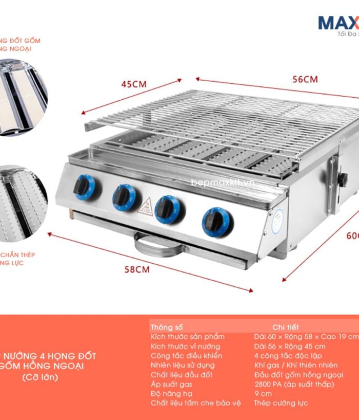 Bep nuong gas 4 dau dot to 2