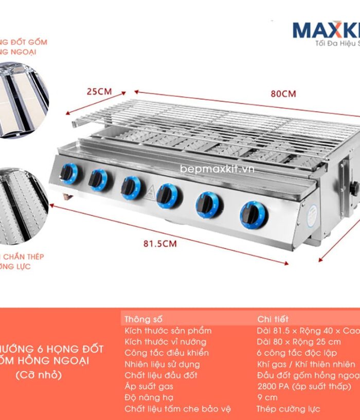 Bep nuong gas 6 dau dot nho 1