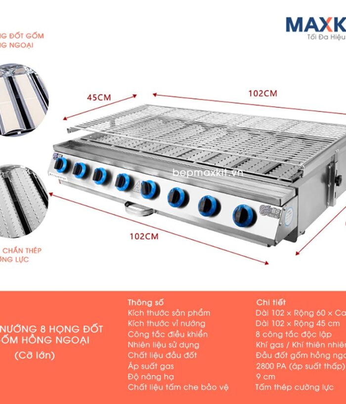 Bep nuong gas 8 dau dot to 1