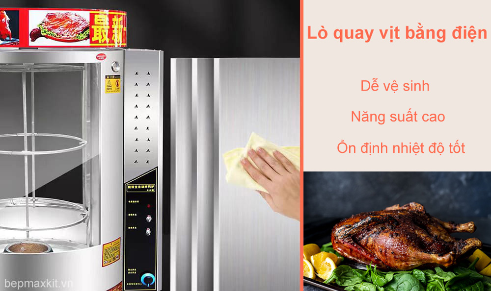 Lò quay vịt bằng điện cho năng suất cao, tiết kiệm thời gian
