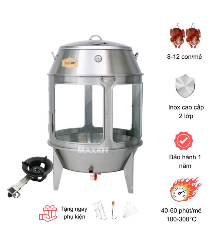 Lò quay vịt bằng Gas cửa kính 80