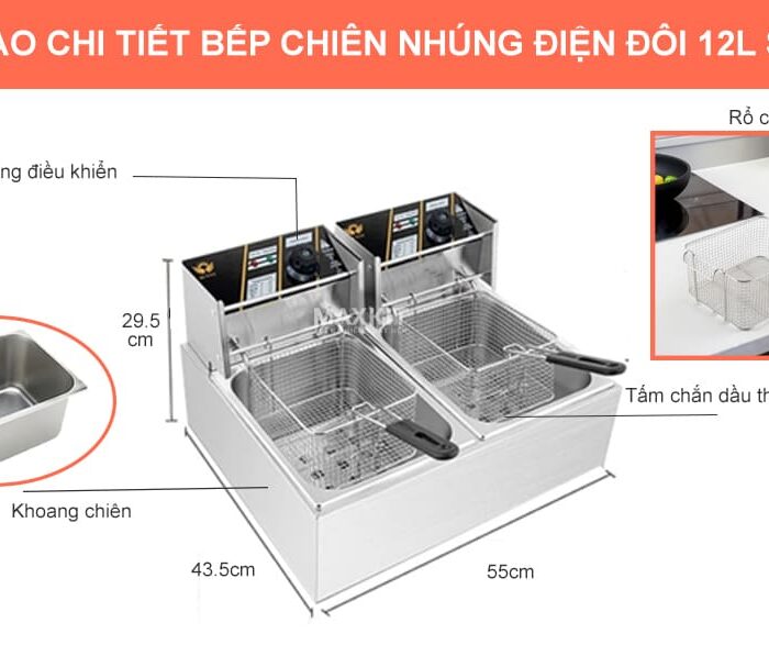 Bếp chiên nhúng điện đôi 12L Sunny Y12A 7 Bep chien nhung dien doi 12L Sunny Y12A 3