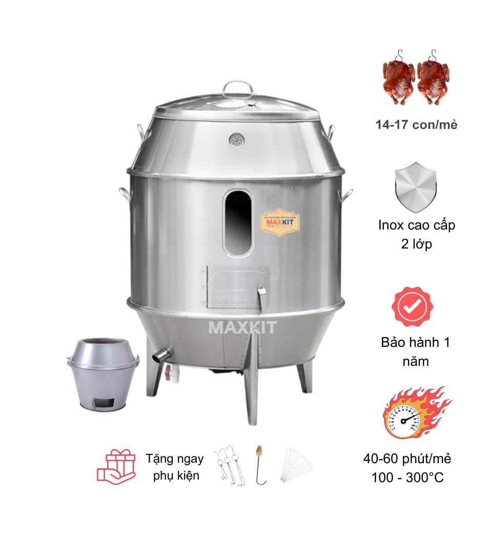 Lò quay vịt bằng Than có ô kính 100 1 Lo quay vit cua so kinh bang Than 100 1