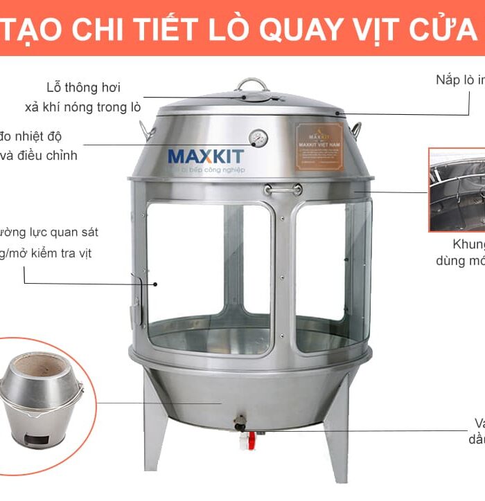 Lò quay vịt bằng Than cửa kính 90 7 Lo quay vit kinh bang Than 90 1